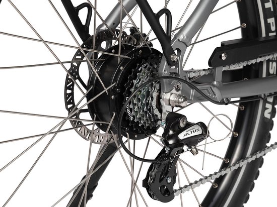 SAXXX Elektrische Fiets Comfort SUV Easy - 468Wh uitneembare accu - 90 km Actieradius - SHIMANO Altus 7 Versnellingen - Achterwielmotor 250W - 27.5 inch CST anti-lek banden - Mechanische schijfrem - Elektrische Stadsfiets - Zilvergrijs van Saxxx — afbeelding 5