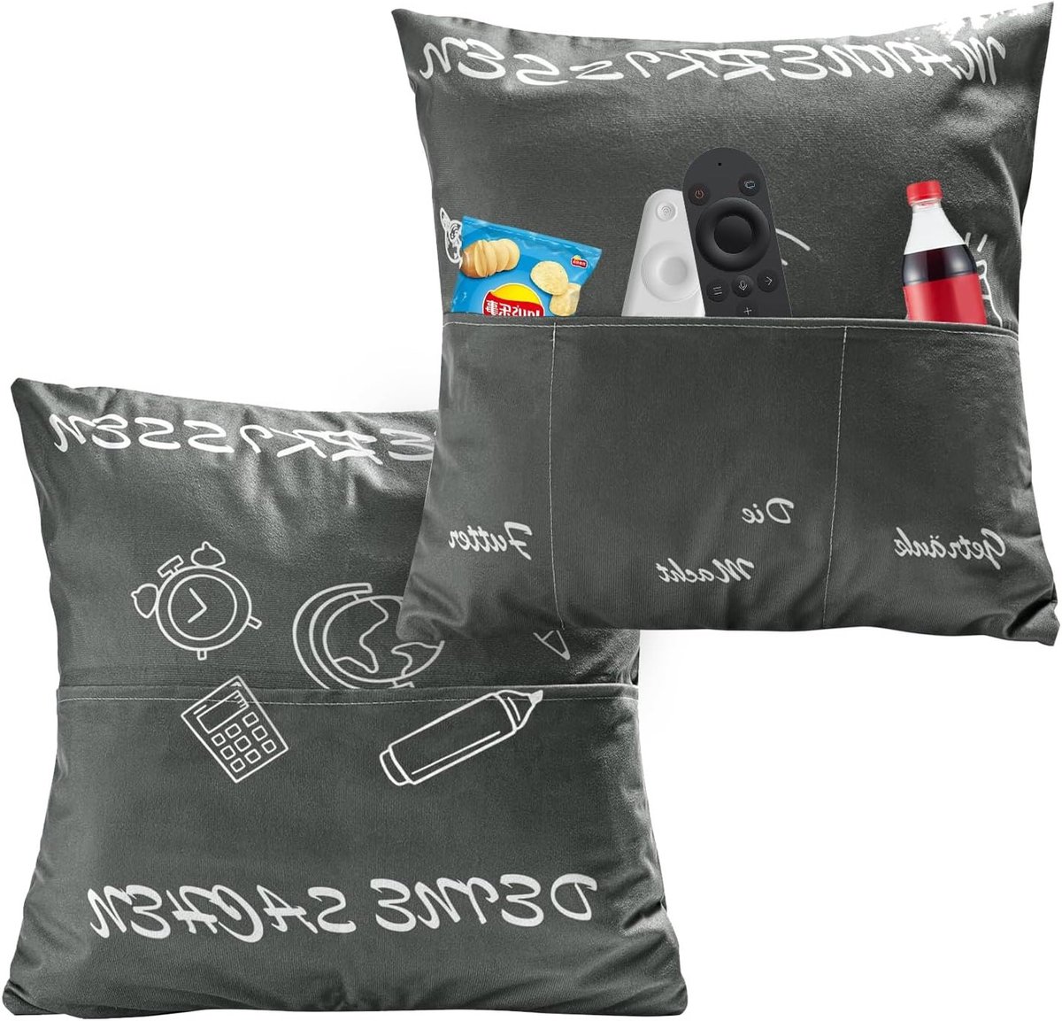 Cushion met 3 Pockets en Kussenhoes voor Bier - Decoratief Kussen 45 x 45 cm voor Verjaardag, Vaderdag en Kerst - Grappig Kussen voor Mannen