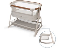 Maxi-Cosi Iora Plus Co-sleeper - Elegance Beige - 100% gerecyclede stoffen - Schommelfunctie - Rollende wielen - Dik matras