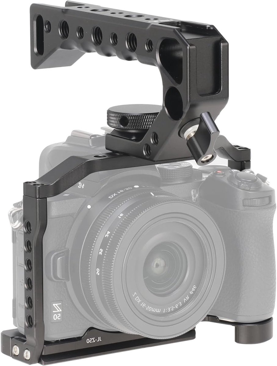 Camera Cage en Handgreep Kit voor Nikon Z50 - Aluminium Video Rig met Snelle Bevestiging, Geschikt voor Vlogging en Arca Swiss Statiefkop