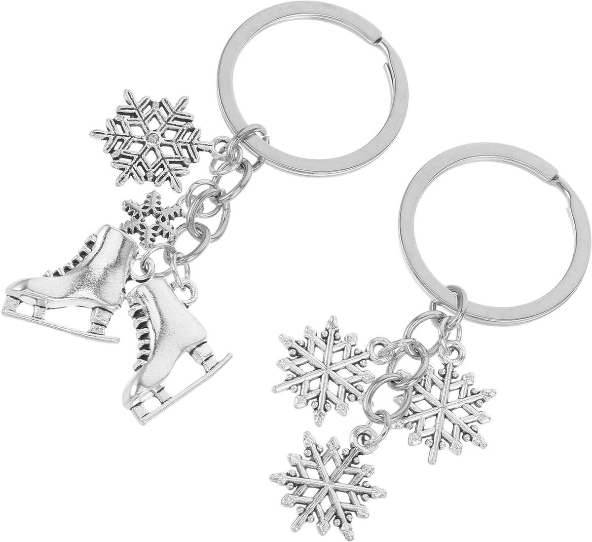 Schaats Sleutelhangers - Schaats Bedeltjes - Tas Decoratie - Zinklegering Materiaal - 2 Stuks - Zilver