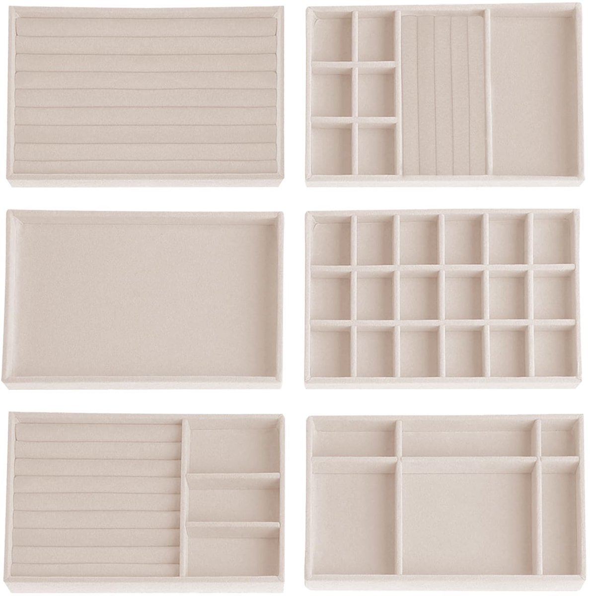 MTTproducts- Sieradenbox 21cm x 12.5cm x 2.5cm - Sieradenopberger - Ringbox/Necklacebox - Oorbellenbox/Armbandbox - Stapelbaar - Verstelbare verdelers