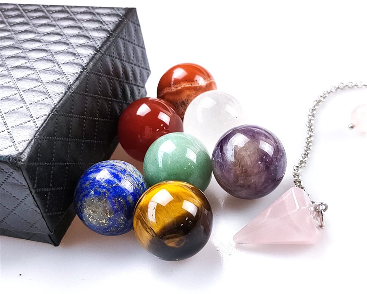 MTTproducts- Chakra Kristallen Set - 8 Stuks - Geschenkdoos - Kristal Therapie - Meditatie - Healing Crystal Ketting - Healing Crystals