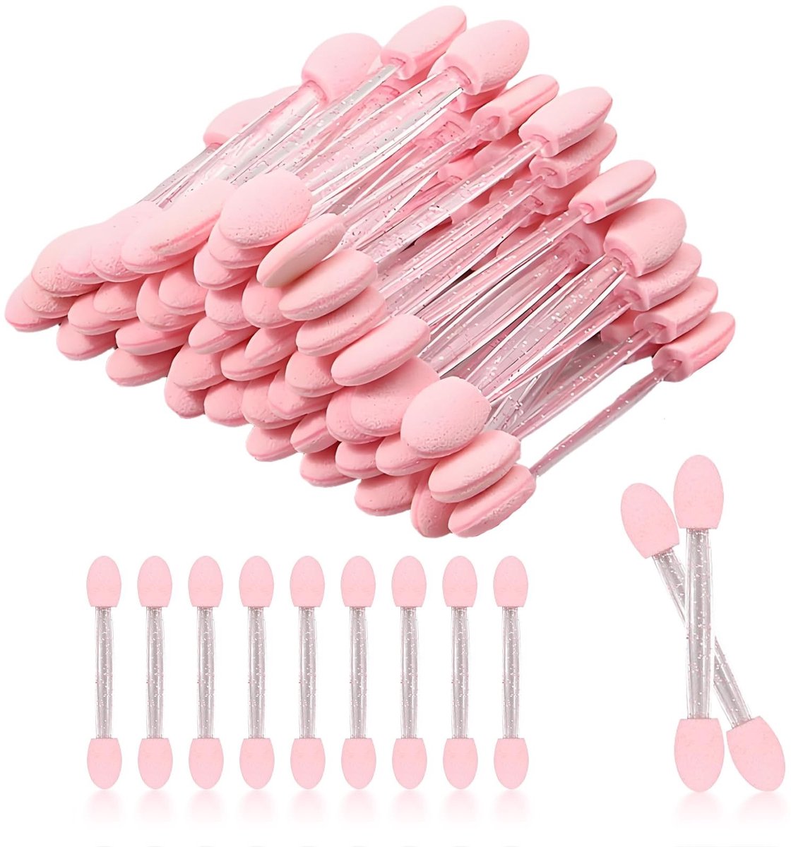 MTTproducts- Oogschaduwkwast 50 Stuks - Dubbelzijdige Spons - Wegwerp Applicator - Cosmetisch Gereedschap - Roze - Hoogwaardige Materialen - Make-up Applicator