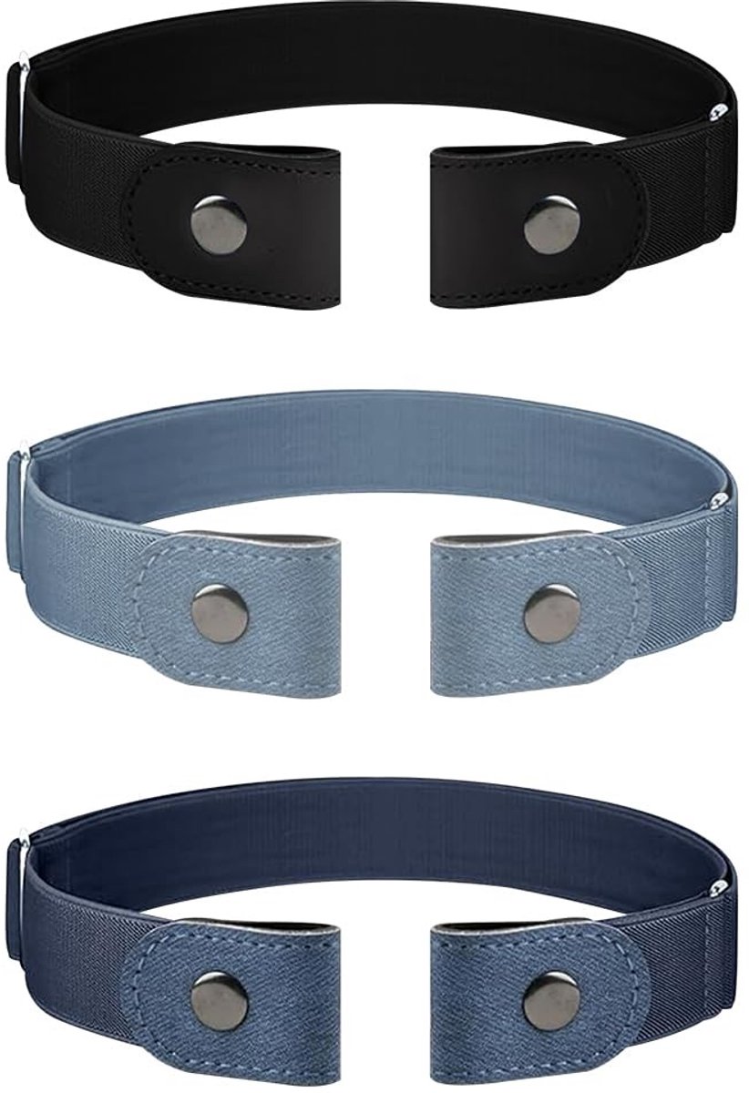 MTTproducts- Taille Riem Verstelbaar - Elastische Riem Zonder Gesp - Stretch Riem - 3 Stuks - Comfortabele Mode-accessoires - PU Stof
