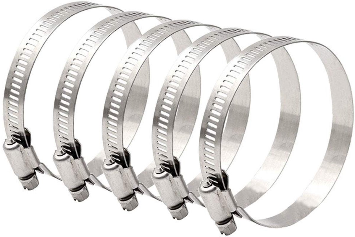 NTH products- Slangklemmen Set - 5 Stuks - Verstelbaar 52-76mm - RVS 304 - Anti-roest - Waterdicht - Heavy Duty Klemmen - Slangklem