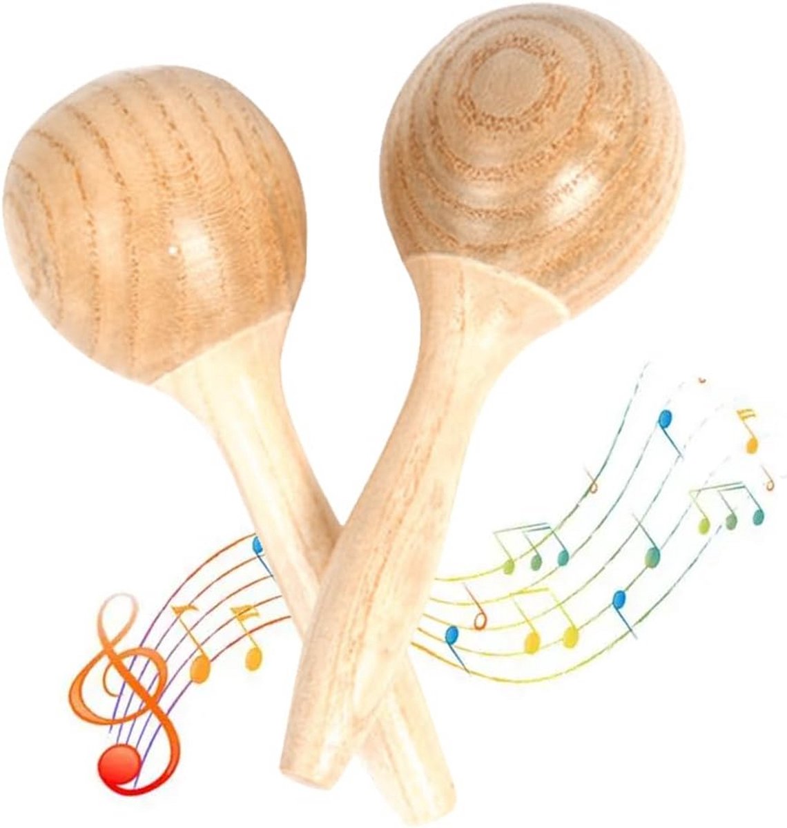 2 houten mini maracas voor kinderen - DIY rumbashaker ei shaker