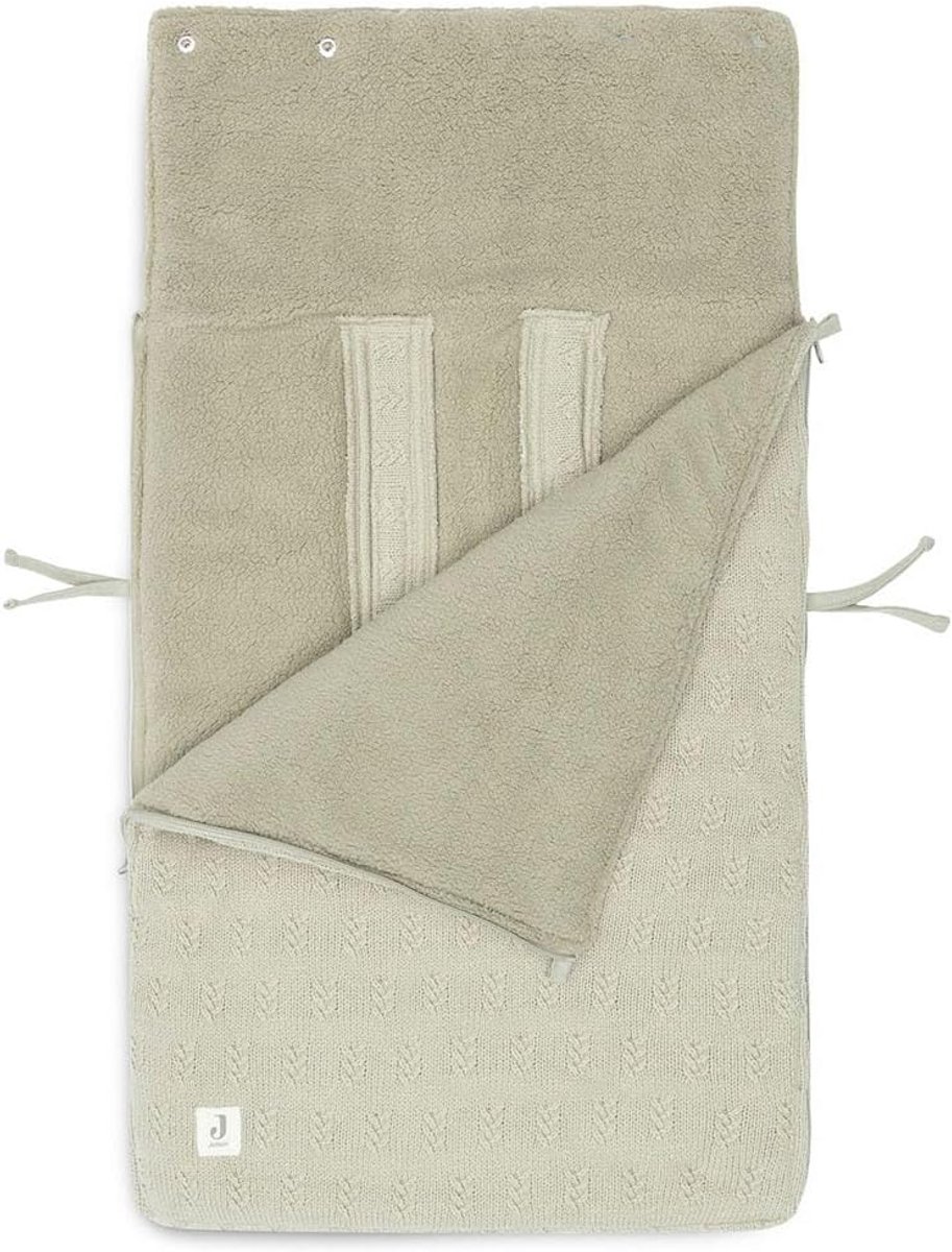 Jollein Footmuff Grain Knit - Voetenzak voor Maxi Cosi en Kinderwagen - Gebreid Patroon en Fleece Voering - Voor 3- en 5-Puntsgordel - Olive Green – foto 5