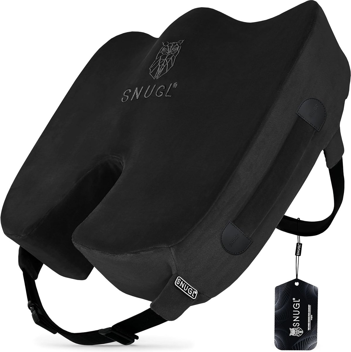 Zitkussen Traagschuim - Ergonomisch Kussen - Comfortabel Zitten - 20% Dikker Schuim - Reguliere Maat - Zwart