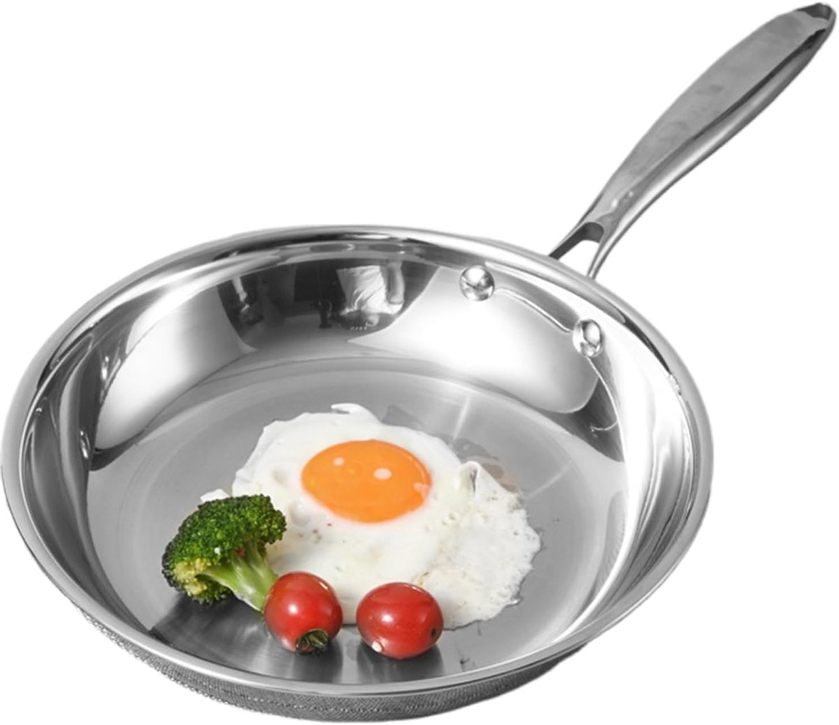 Steel Koekenpan - Keuken Pan - Veelzijdig Koken - Gelijkmatige Warmte - 24 cm - Zilverkleurig