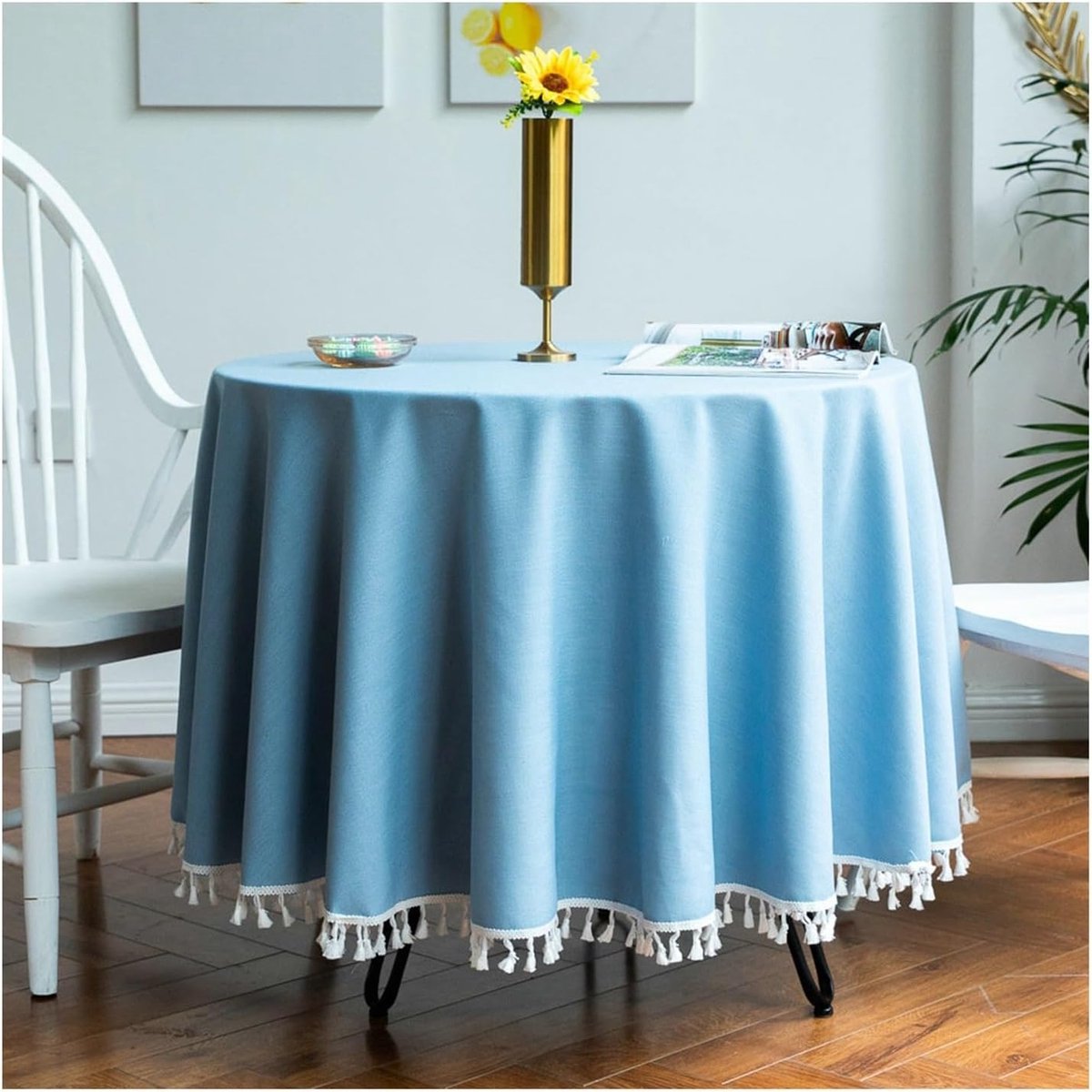 Tafelkleed Rond - Decoratie Kleed - Eettafel Dekken - Met Tassel Rand - 200 cm - Geel