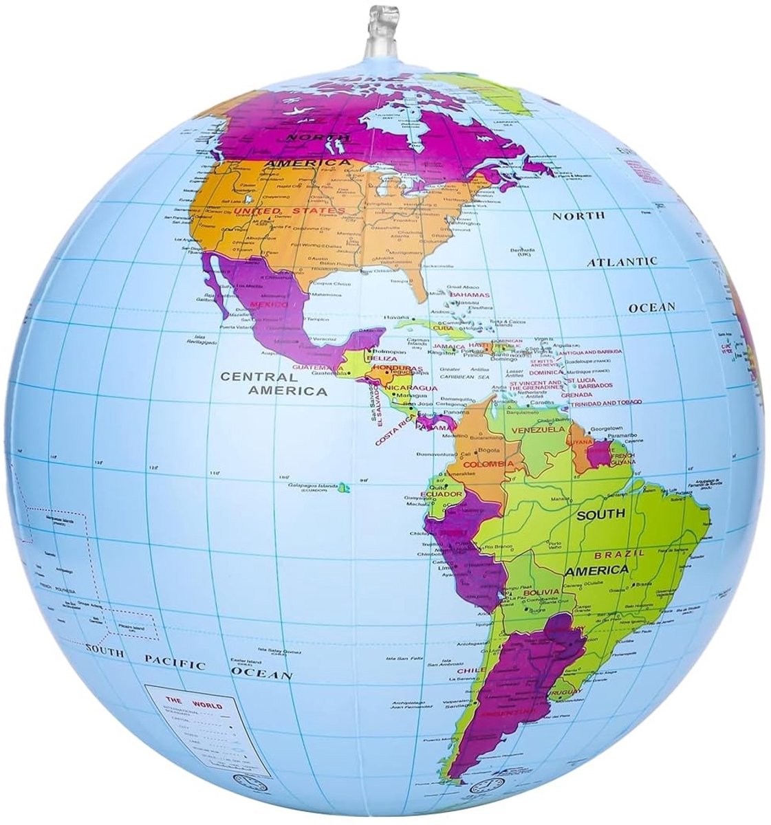 Cosensi- Wereldbol Opblaasbaar - PVC Materiaal - Compact Formaat - Duurzaam - Geografisch Leren - 40,6 cm/16 inch - Opblaasbare Bal