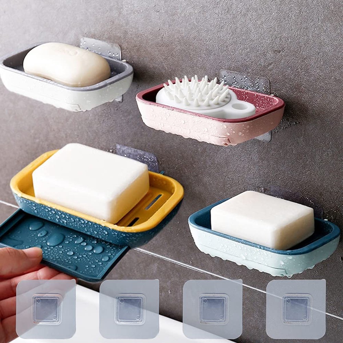 Cosensi- Zeepdispenser Wandmontage - Haakjes Zelfklevend - Waterproof - Duurzaam - Voor Keuken/Badkamer - Eenvoudig te Installeren
