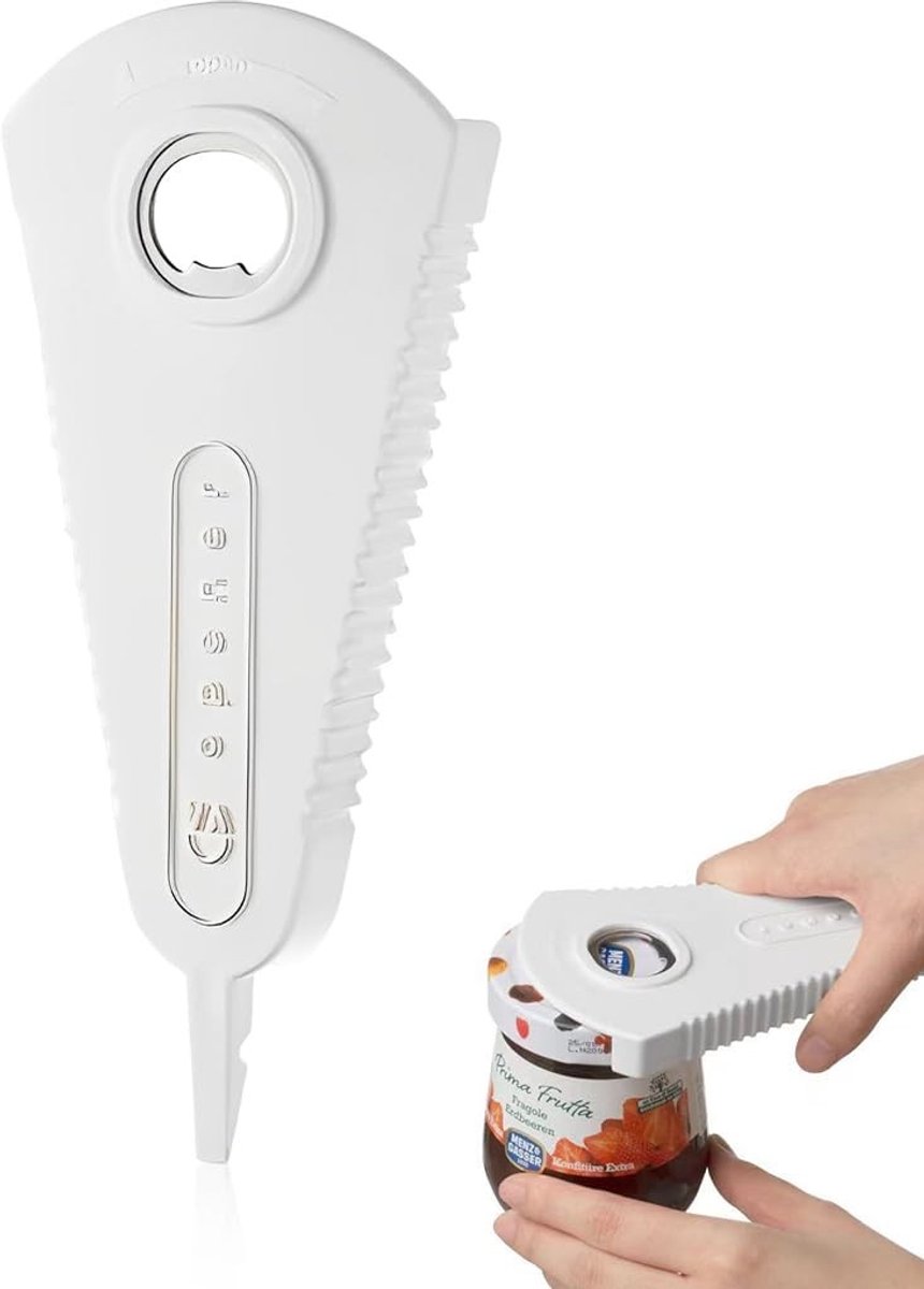 Cosensi- Blikopener Professioneel - 2-in-1 Multifunctionele Flesopener - Handmatig Keukengerei - Duurzaam ABS/Roestvrij Staal - Voor Senioren/Kinderen