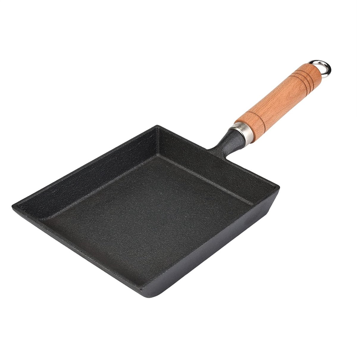 Cosensi- Tamagoyaki Pan Gietijzer - Houten Handvat - Japanse Omelet Pan - Geschikt voor Gas/Halogeen/Keramiek/Inductie - Hoge Temperatuur Weerstand - Unieke Warmtebehoud Eigenschappen - Omeletpan