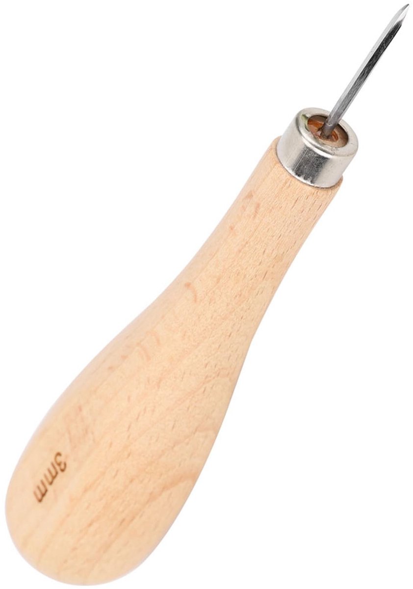 Cosensi- Lederen Priem - Fijn Staal - Ergonomisch Handvat - Scherpe Rand - Nauwkeurige Perforatie - Geschikt voor Leerponswerk - Perforator