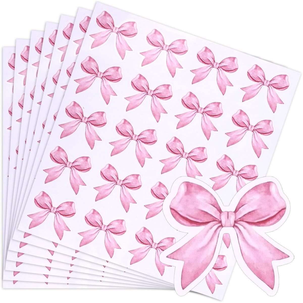 Cosensi- Stickers 480 Stuks - Roze PVC Stickers - Coquette Strikken - Zelfklevend - Decor voor Waterfles/Laptop - Voor Kinderen/Vrouwen - Decoratiestickers