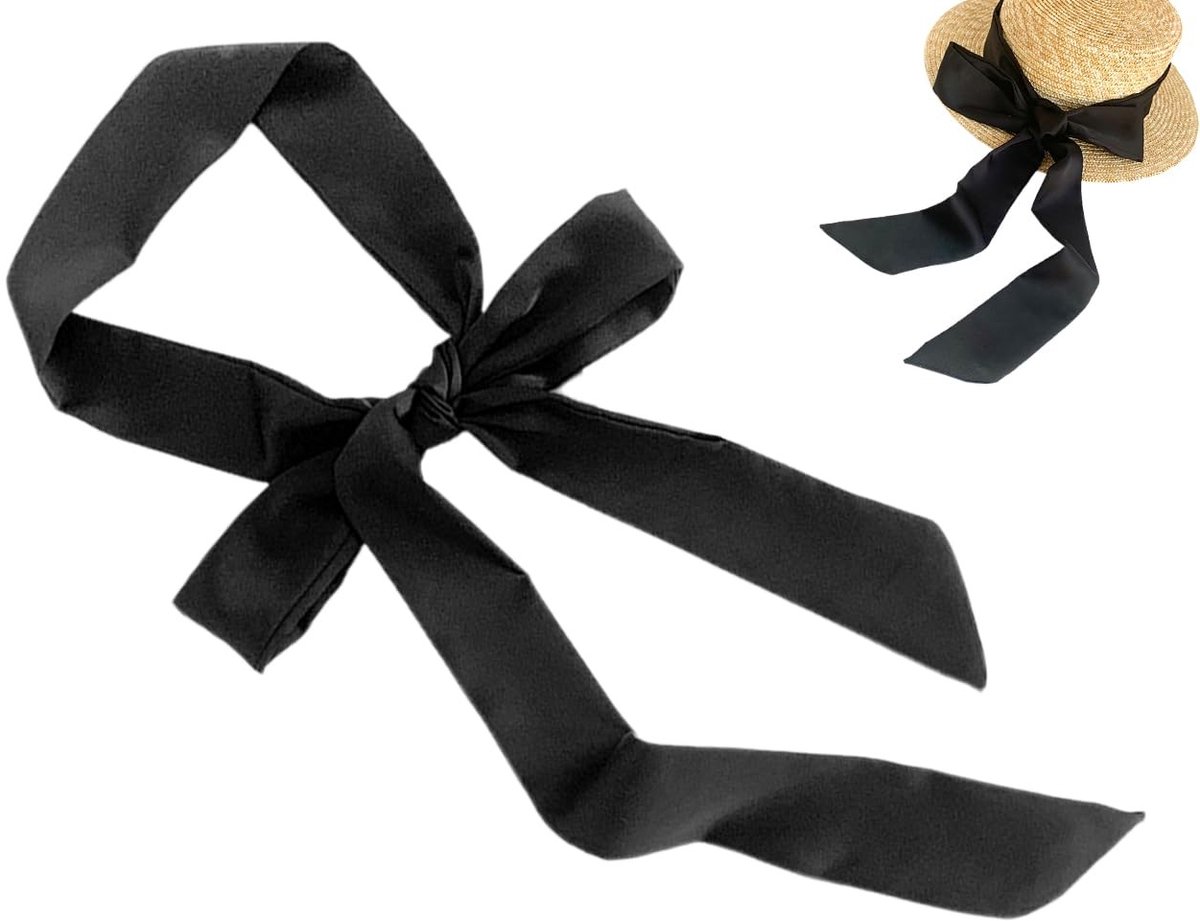 Cosensi- Damesriem Zwart Design - Satijnen Riem - Haaraccessoire - Tailleband - Modieus - 195 cm Lengte - 4,5 cm Breedte