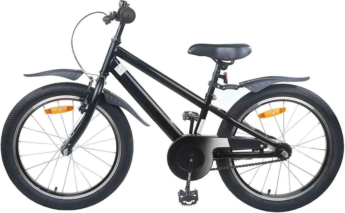 Kinderfiets - Jongensfiets Meisjesfiets - Avontuurlijke Tochten - Robuuste Stalen Constructie - 18 inch - Zwart