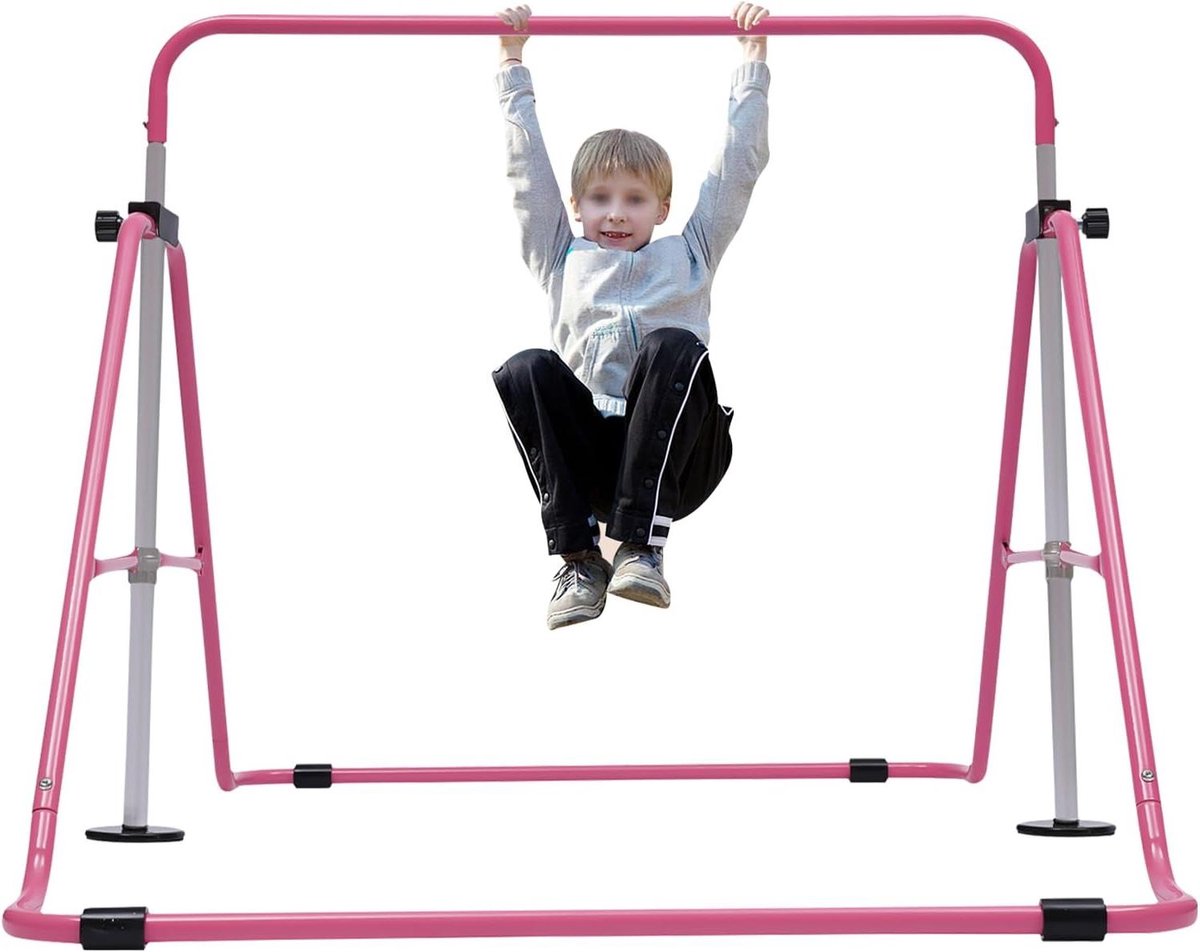 Gymnastiekrek Kinderen - Rekstang Turnen - Buiten Trainen - Opvouwbaar Ontwerp - 85-1295 cm - Roze