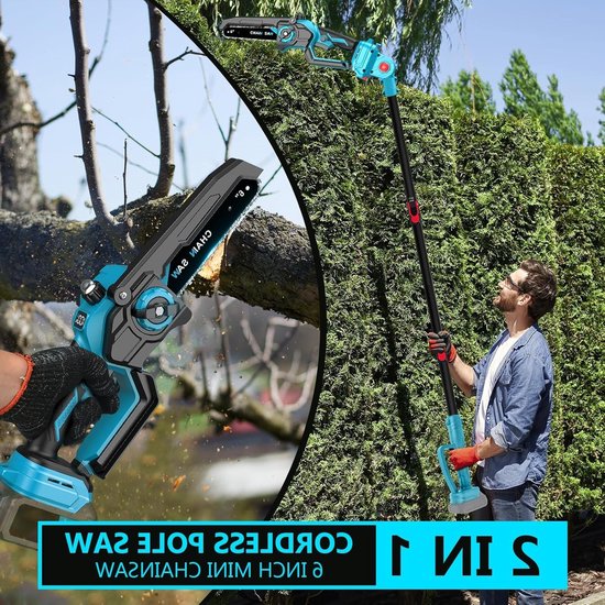 Professionele Accu Takkenzaag met Telescoopsteel en Borstelloze Motor - 6 Inch 2-in-1 Takkenzaag voor Efficiënt Snoeien van Takken en Heggen van Merkloos	 — afbeelding 5