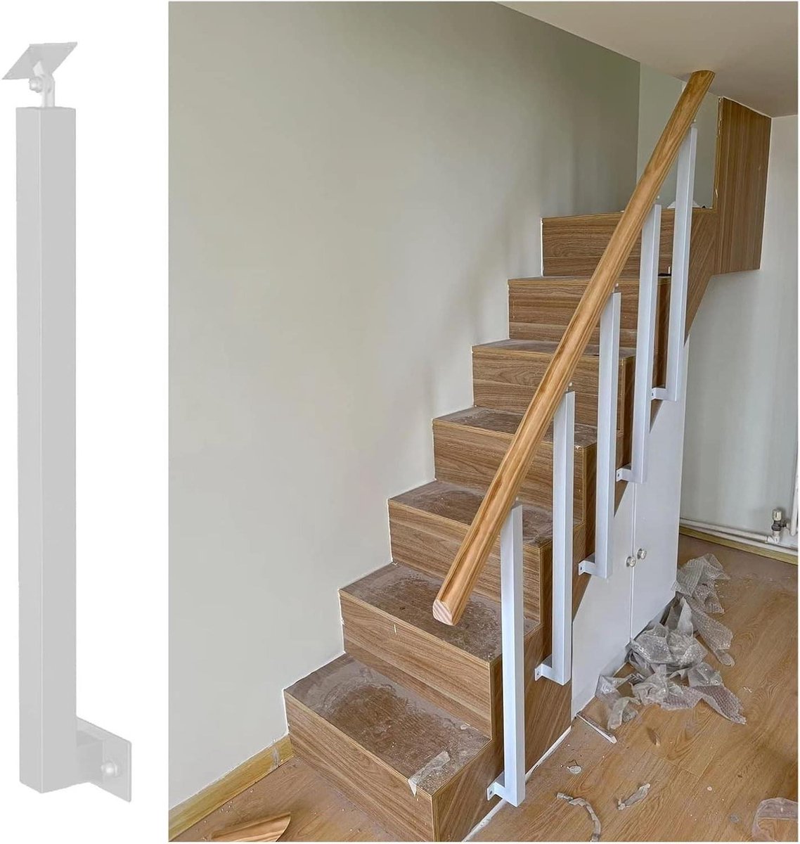 Trapleuning Spindel Kit - Baluster Paal - Trap Veiligheid - Hoek Verstelbaar - 80-110 cm Hoogte - Zwart
