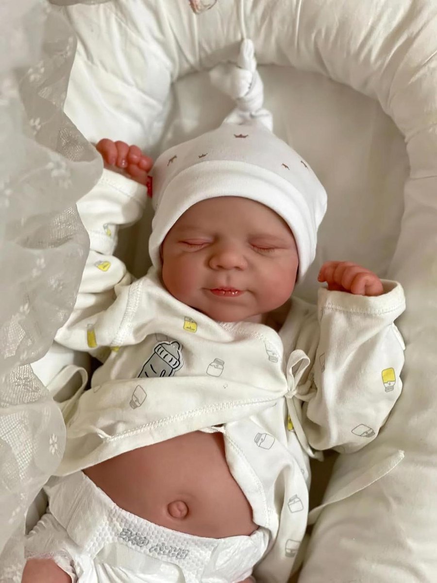 MineeQu 18 Inch Realistische Baby Popje Levensechte Reborn Popjes Nieuweboren Slaper Levensechte Vinyl Volledige Lichaam Meisje Met Handgepende Haar & Melkfles Kleding