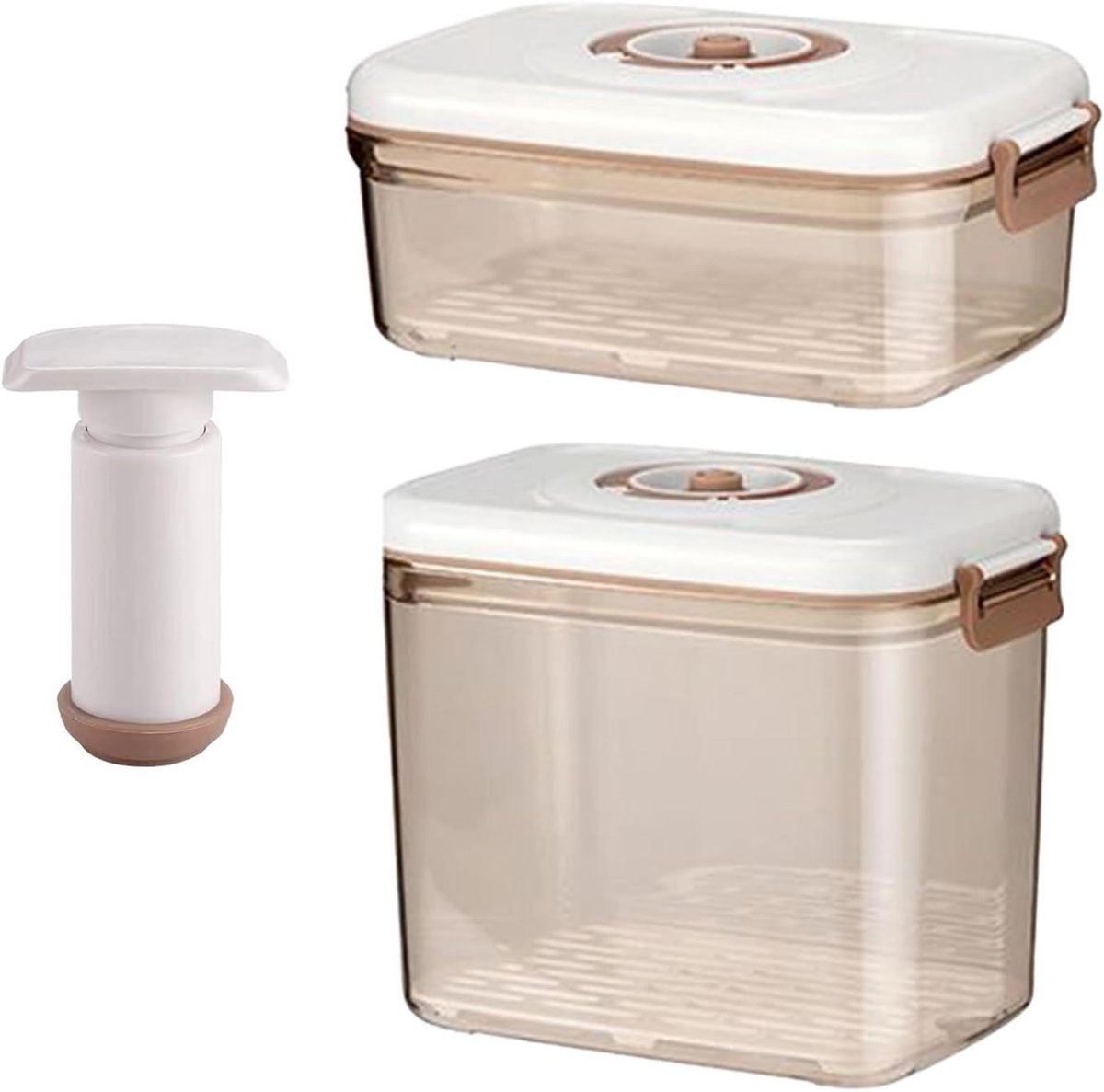Vacuümcontainer - Voedselcontainer Luchtdicht - Maaltijdbereiding Koelkast - Afneembare Afvoerbak - 29L x 25B x 24H cm - Transparant