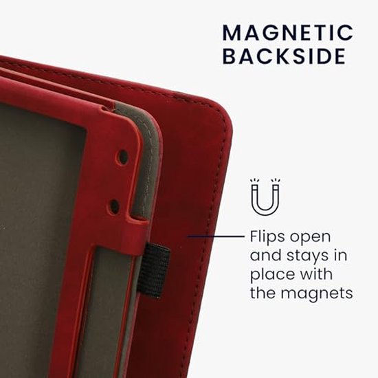 E-reader hoes voor Kobo Libra Colour - PU leren beschermcase met brushed hart in donker rood — afbeelding 3