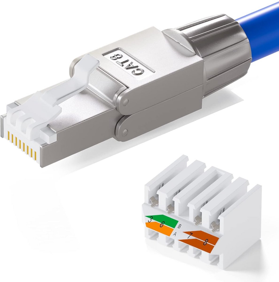 CAT.8 RJ45 Netwerkstekker zonder Krimpen met Lasverbinding - 40 Gbps Geschikt
