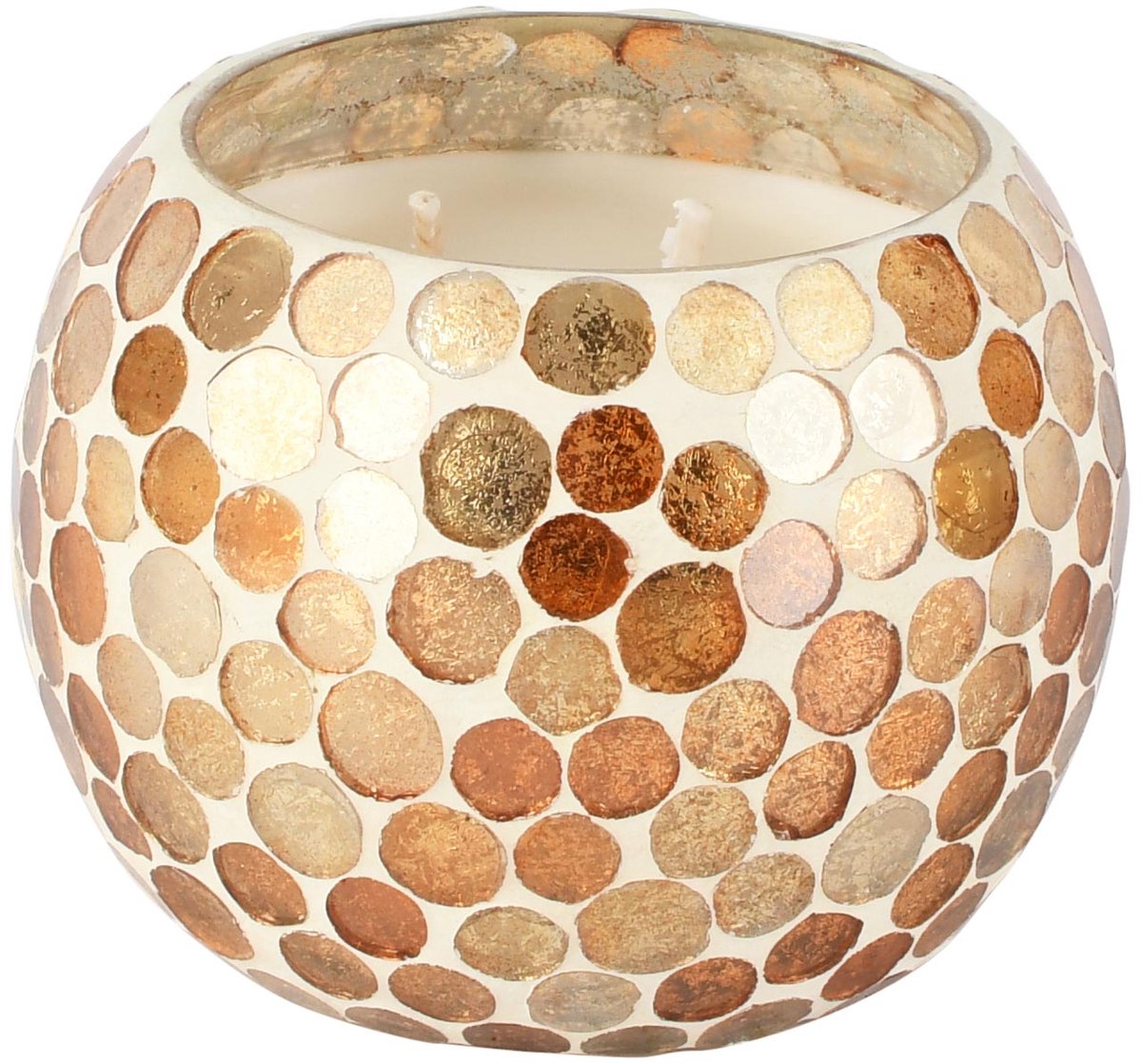 dekoratief Geurkaars 'Gilded Pixels', glas/wax, 12x12x10cm | A268160 brons