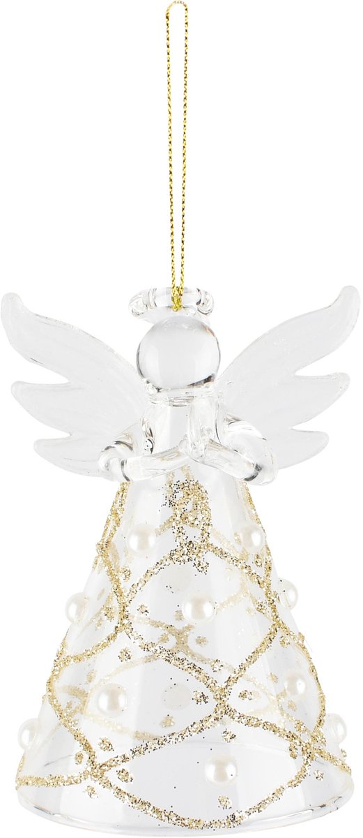 Dekoratief | Hanger engel, transparant/champagne, glas, 5x5x8cm | A265998