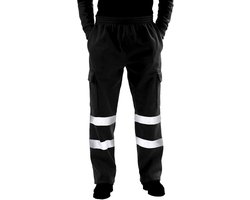 Janisramone Men's Boys New Hi Vis Visibility Viz Safety Fleece Bottoms Work Wear Pants Joggers Sweat Pants