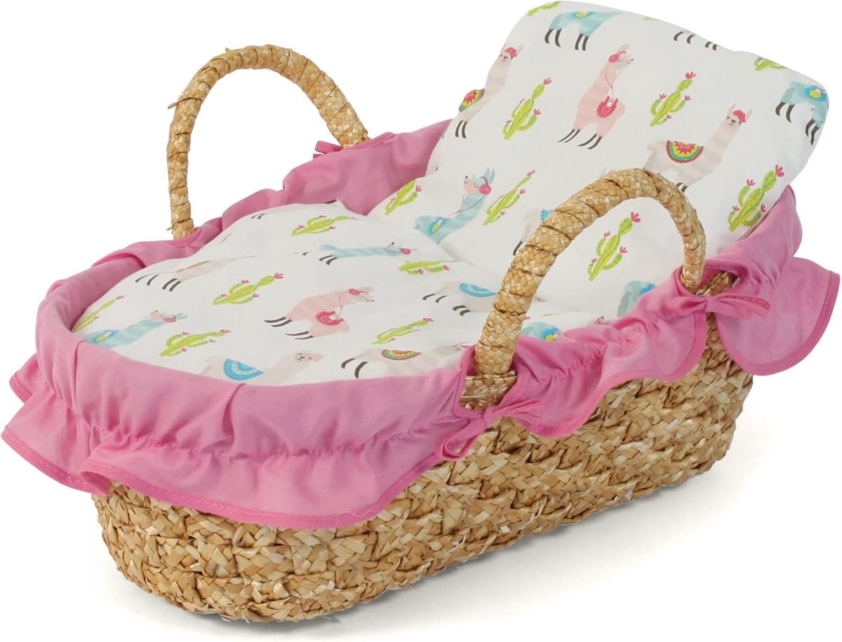 Poppendraagtas - Poppenbedje - Poppen Verzorgen - Inclusief Kussenset - 45 cm - Roze