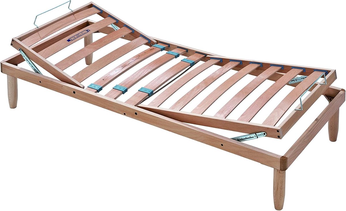 Elektrisch Verstelbare Lattenbodem 90x195 cm: Hoofd- & Voeteneinde Omhoog, Beukenhout