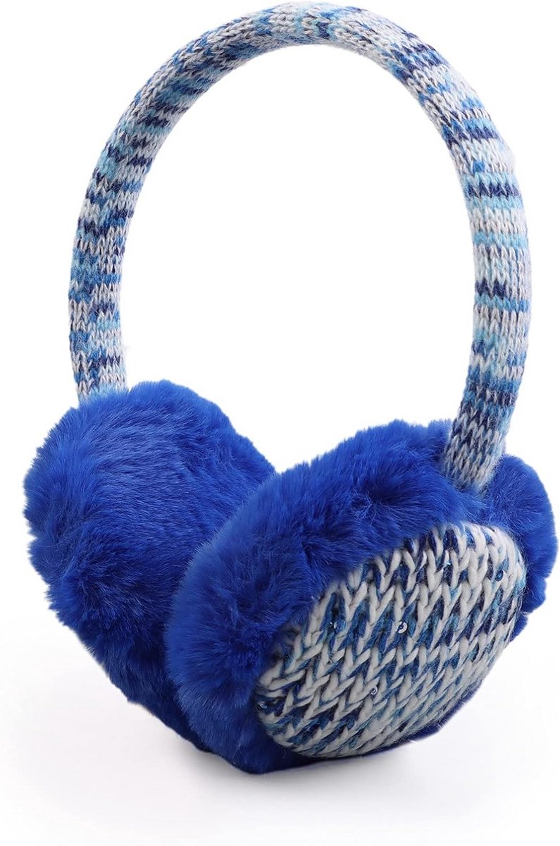 Pesaat verstelbare oorbeschermers voor kinderen Gebreide winter pluche oorwarmer voor jongens en meisjes 3-8 jaar (Royal Blauw)