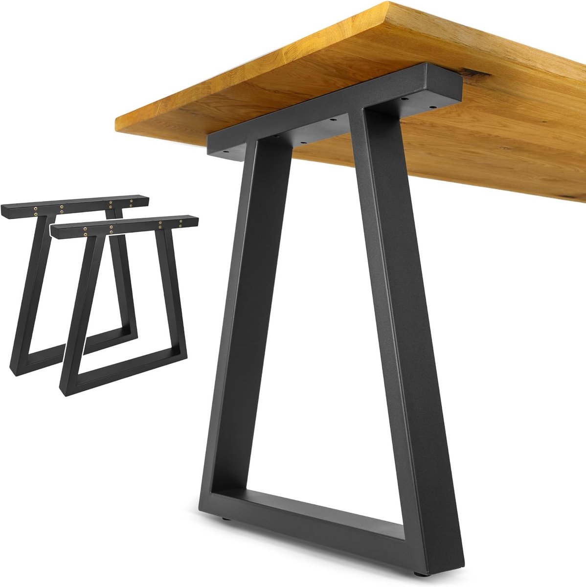 Set van 4 Zwarte Hairpin Tafelpoten Hoekig 65x74cm voor Houten of Glazen Tafelbladen