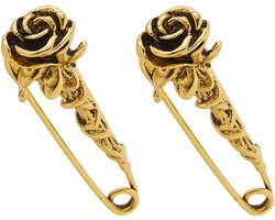 SUPERFINDINGS 2Pcs Bloem Veiligheid Pin Rose Bloem Vorm Broche Pin Grote Veiligheid Pins Broche Legering Bloemen Kilt Pins voor Sjaal Rugzak kirt Vest Hoed Sjaal