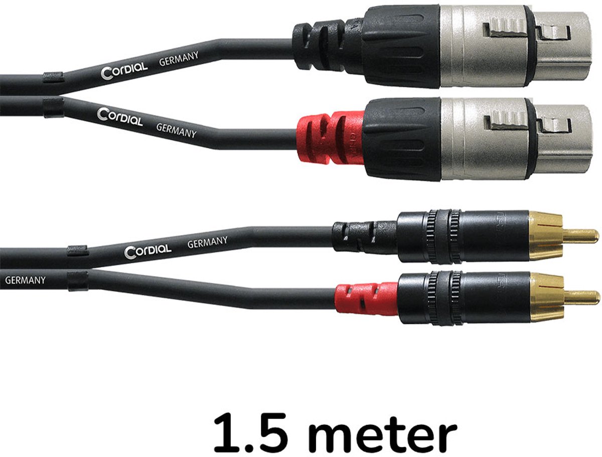 Image of Cordial CFU1.5FC Audio Verloopkabel Stereo XLR Female naar RCA Male 1.5 Meter