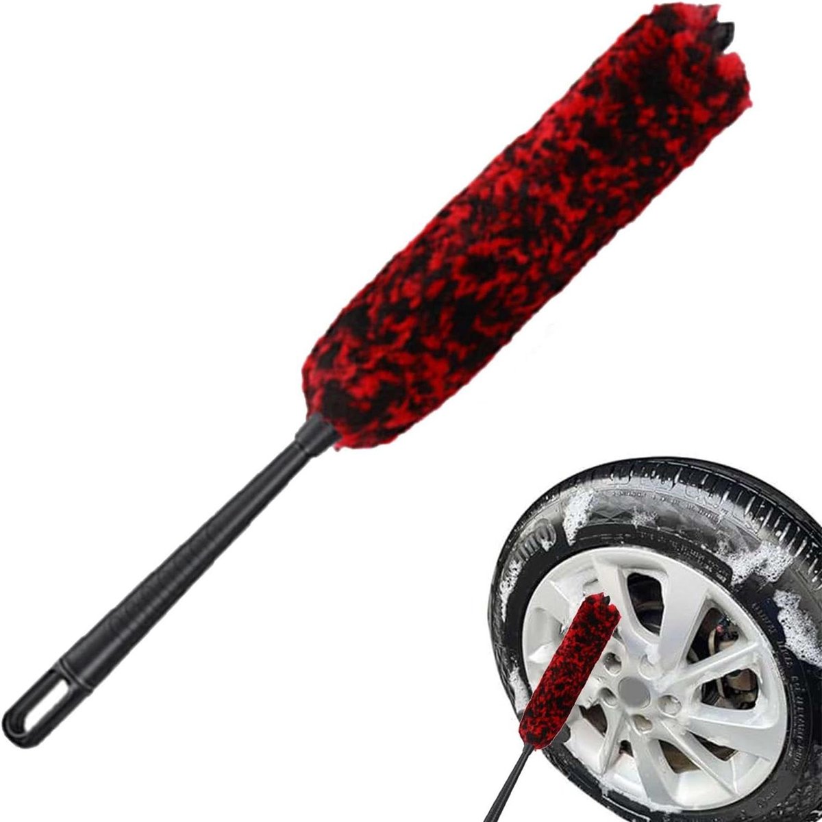 Velgenborstel Auto - Wielreiniger Bandenborstel - Velgen Reinigen - Krasvrije Borstelharen - 48 cm - A