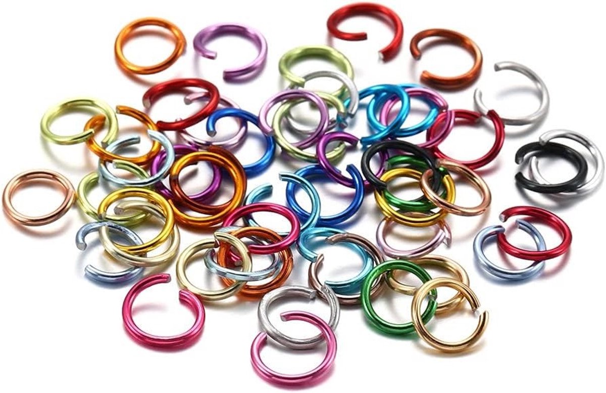 Bending Rings voor DIY Creaties - 300 Stuks Open Binding Aluminium Ringen voor Hangers, Sieraden en Ambachten - 1 x 8 mm in Diverse Kleuren