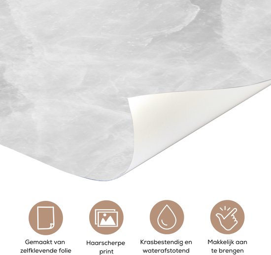 Deurposter 80x205 cm - Deursticker Marmer - Steen - Wit - Luxe - Marmerlook - Meubelfolie zelfklevend - Deurfolie woonkamer - Interieurfolie fotobehang - Deur plakfolie - Deurstickers - Deurbehang sticker - Kamer decoratie