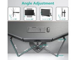 Drievoudige Monitorstandaard voor 27 Inch Schermen - Verstelbare Vrijstaande Monitorarm Met Draaibare En Kantelbare Armen - 10 kg Capaciteit