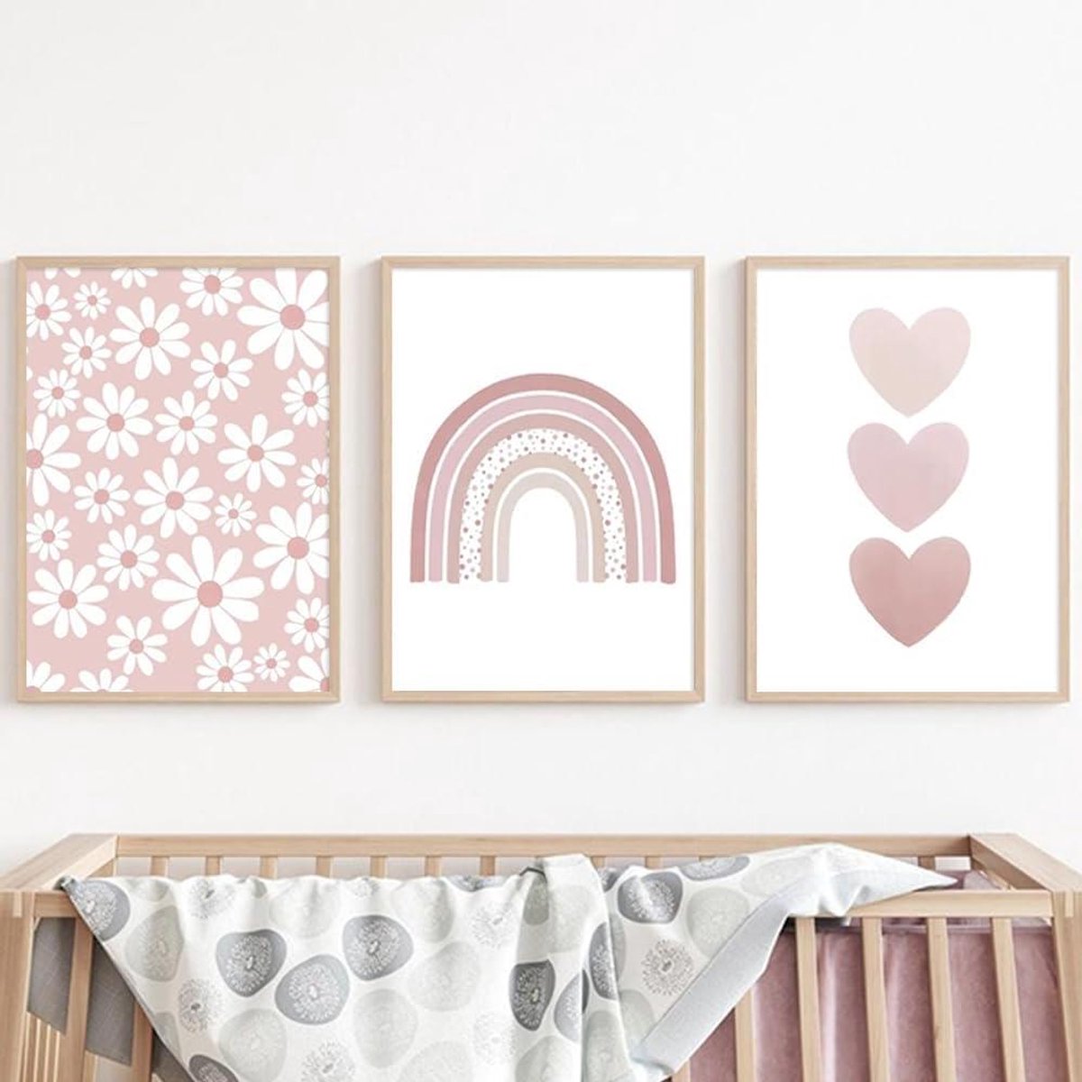 Posters Kinderslaapkamer - Wanddecoratie Meisjes - Kamer Aankleden - Set van 3 - 30x40 cm - Roze