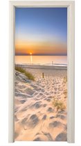 Sticker pour porte Dune - Coucher de soleil - Horizon - Plage - Herbe - 85x215 cm - Porte affiche