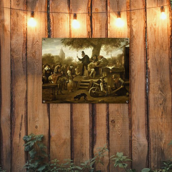 Le charlatan (Les rochers) - Peinture de Jan Steen Garden poster 80x60 cm - Toile de jardin / Toile d'extérieur / Peintures pour l'extérieur (décoration de jardin)