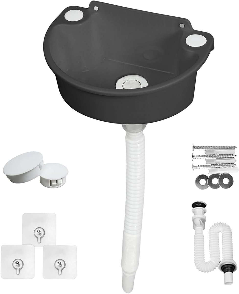 Multifunctioneel Plastic Basin voor Camping, Tuin en Garage met Afvoerslang en Stop - Ideaal voor Bouwplaatsen en Motorhomes