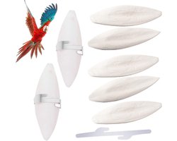 Set van 7 Sepia Vogels met 3 Metalen Clips, Speelgoed voor Papegaaien en Vogels, 9-12 cm, Bijt- en Voedingsspeelgoed voor Turtles en Pigeons