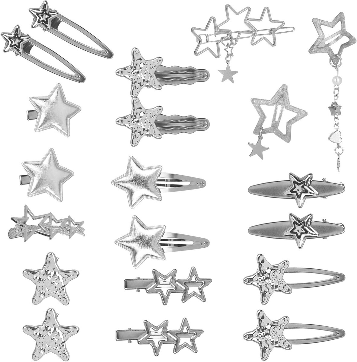 20 Stuks Stervormige Haarclips voor Vrouwen, Metalen Haarspeldjes voor Lang en Kruidig Haar, Y2K Accessoires voor een Retro Look