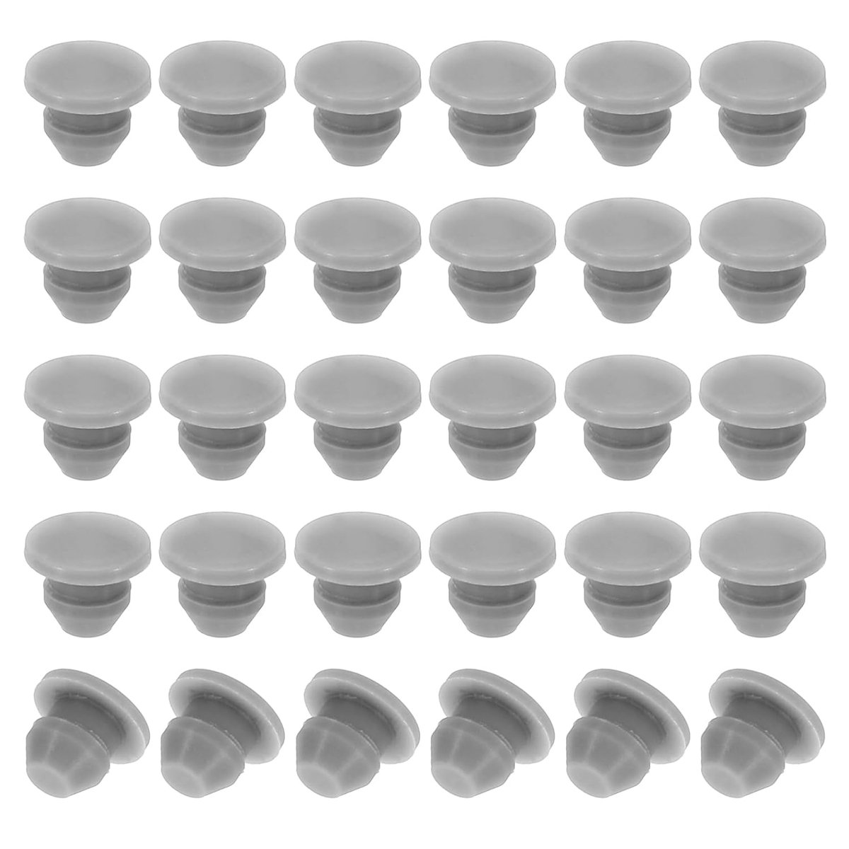 4.5mm Diameter Silicone Round Click - 30pcs Type Locking Furniture Hole Plug Button - Protective Cover Cap Head Geschikt voor 2.5-4.5mm Gat voor Sealing Bulkhead Cylinder Hole - Grijs